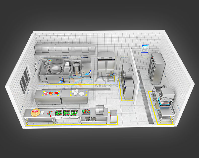 20-50人醫(yī)院食堂廚房工程3d效果圖