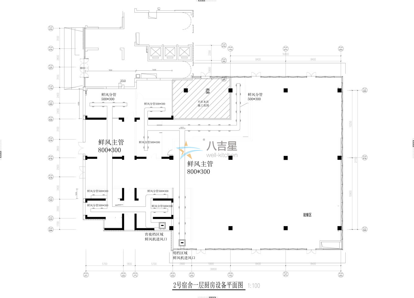 廚房新風系統工程設計平面圖