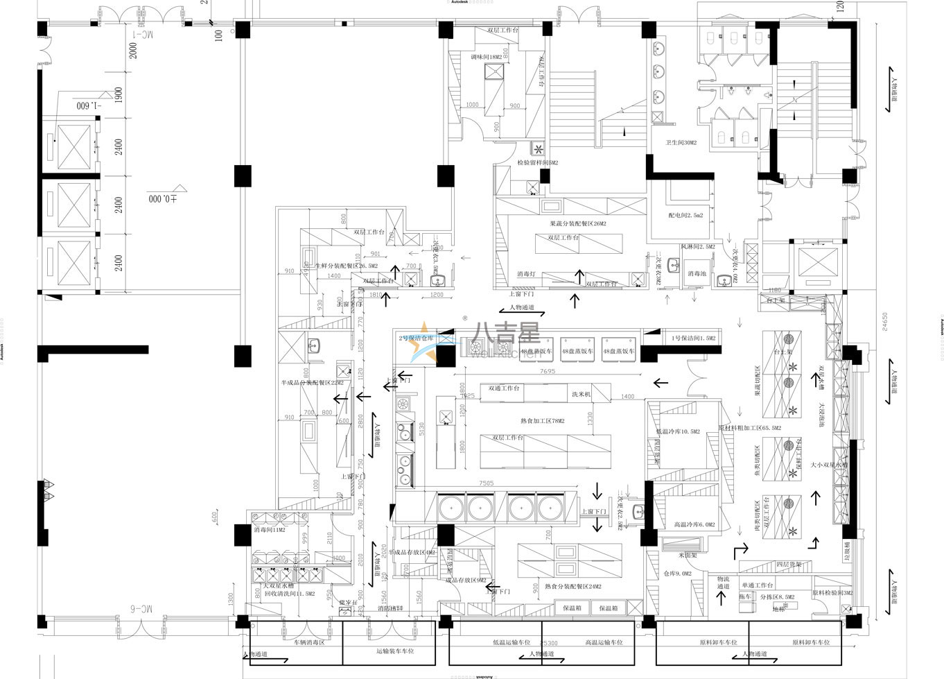連鎖餐飲廚房工程平面設計圖