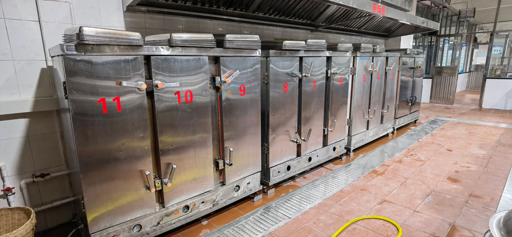 虎門捷勝小學食堂廚房烹飪區蒸飯柜